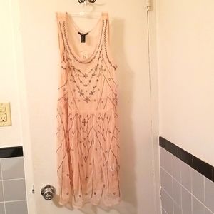 Blush/Nude sheer beaded tulle dress